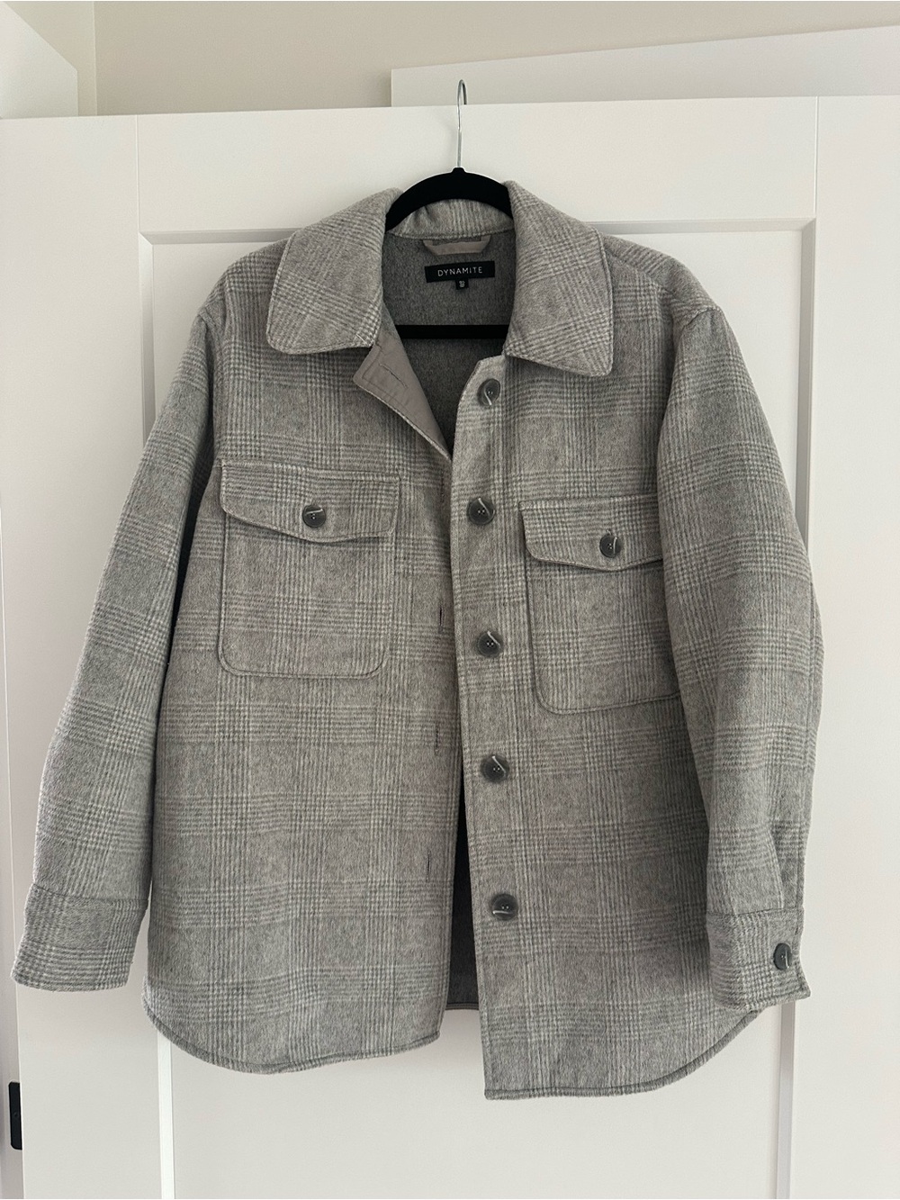 Dynamite Gray Plaid Button-Up Jacket